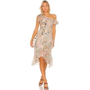 ULLA JOHNSON Uma SILK Birds of Paradise Midi Floral Dress 6